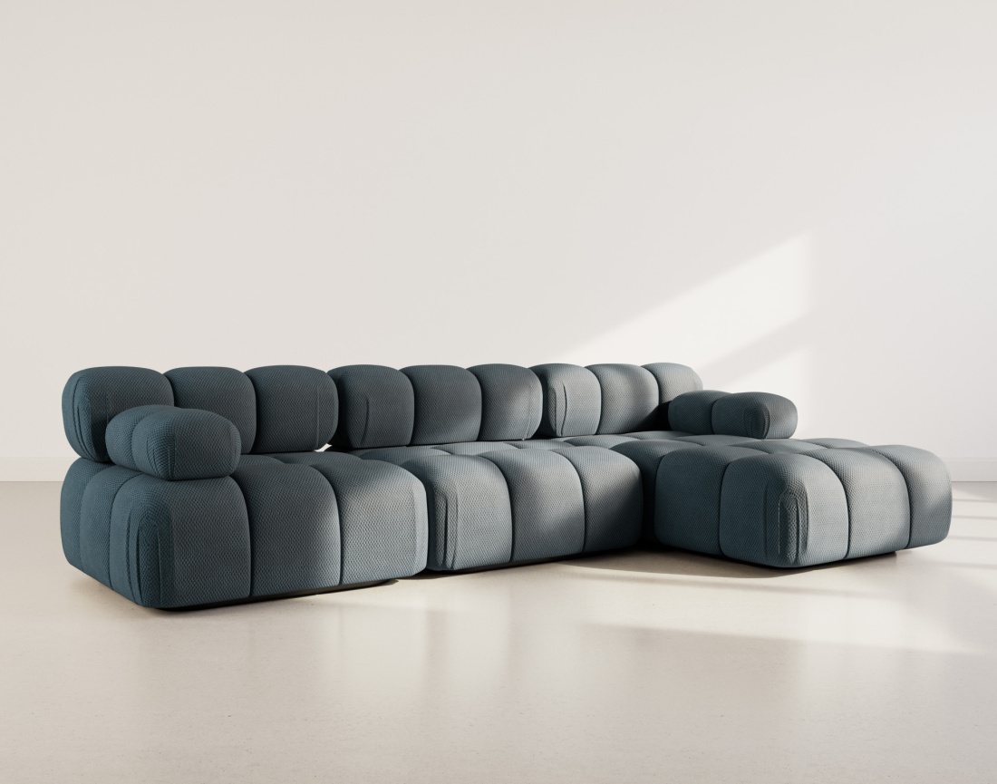 Canapé modulable d'angle droit 4 places en velours texturé Ruby