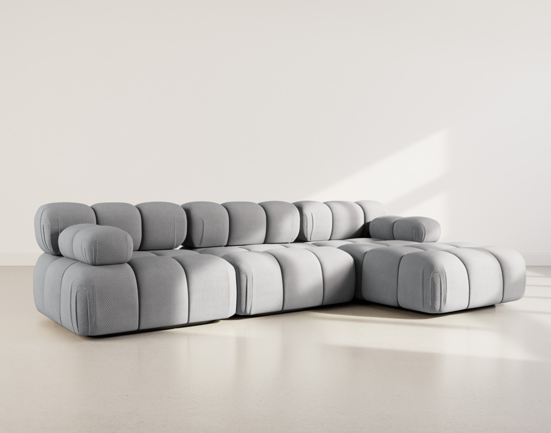 Canapé modulable d'angle droit 4 places en velours texturé Ruby