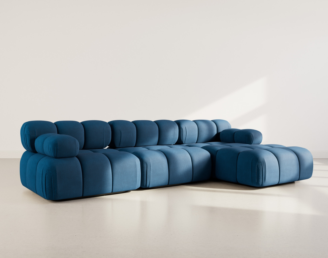 Canapé modulable d'angle droit 4 places en velours texturé Ruby