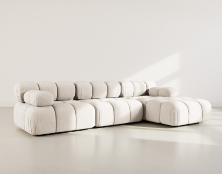 Canapé modulable d'angle droit 4 places en velours texturé Ruby