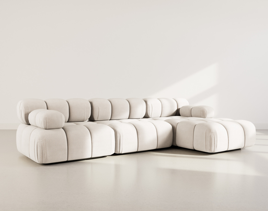 Canapé modulable d'angle droit 4 places en velours texturé Ruby