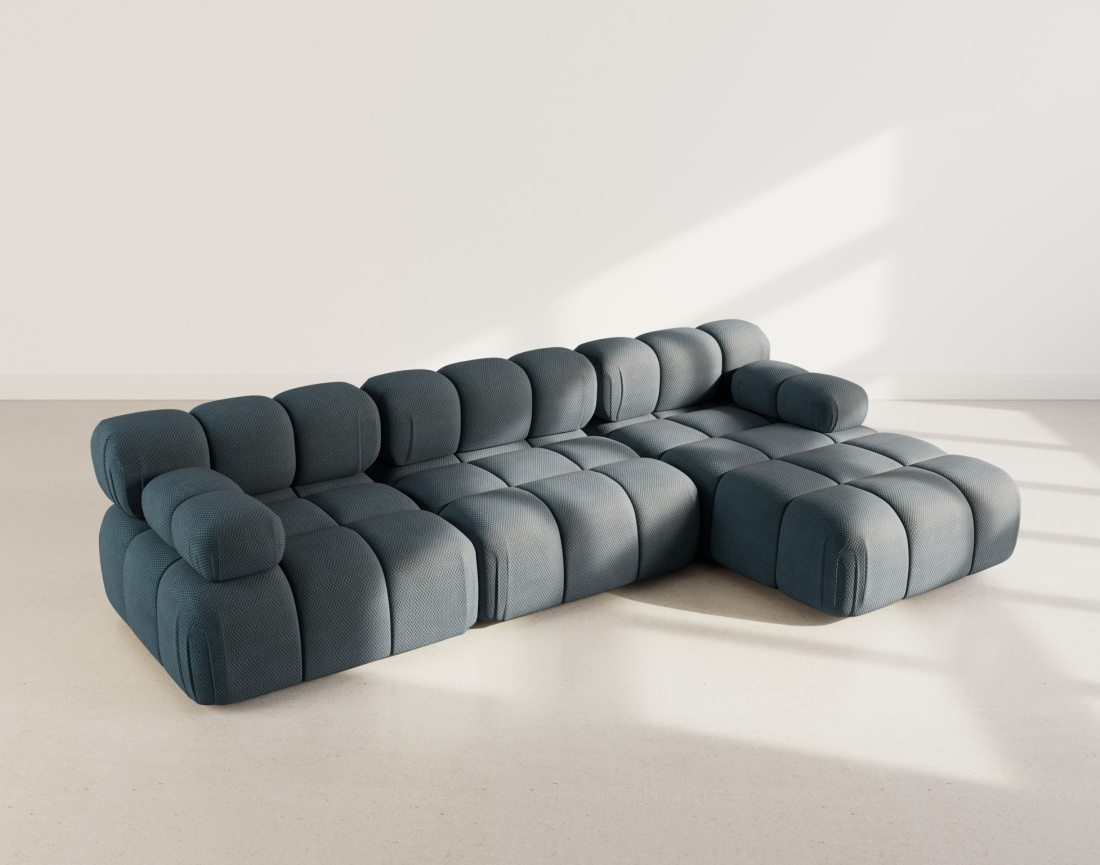 Canapé modulable d'angle droit 4 places en velours texturé Ruby