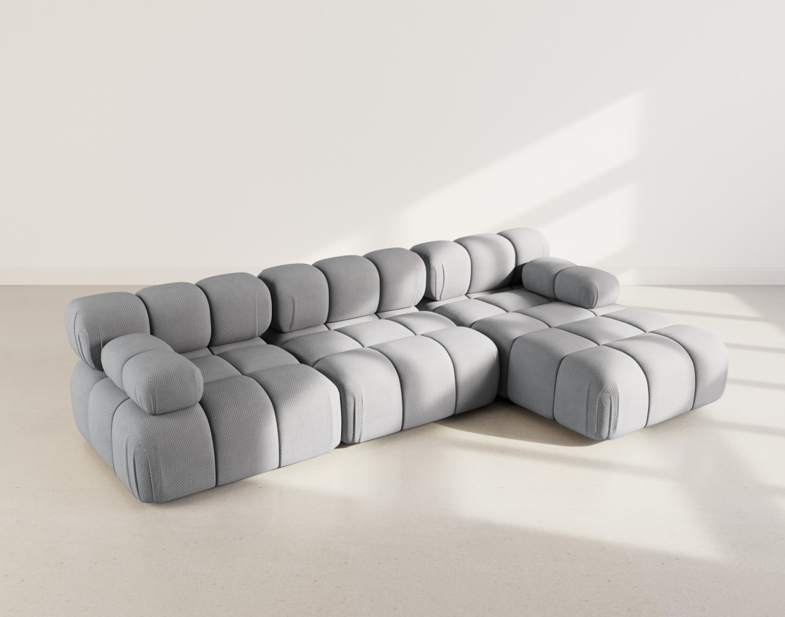 Canapé modulable d'angle droit 4 places en velours texturé Ruby