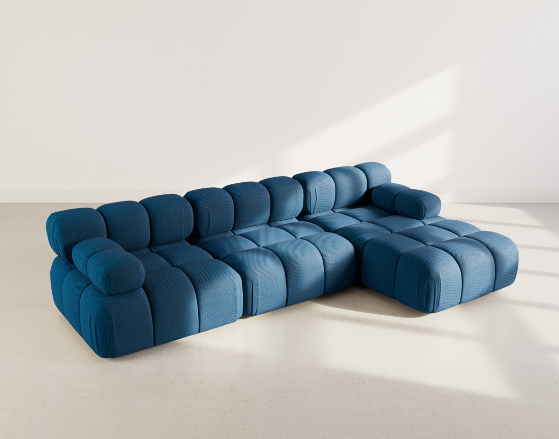 Canapé modulable d'angle droit 4 places en velours texturé Ruby