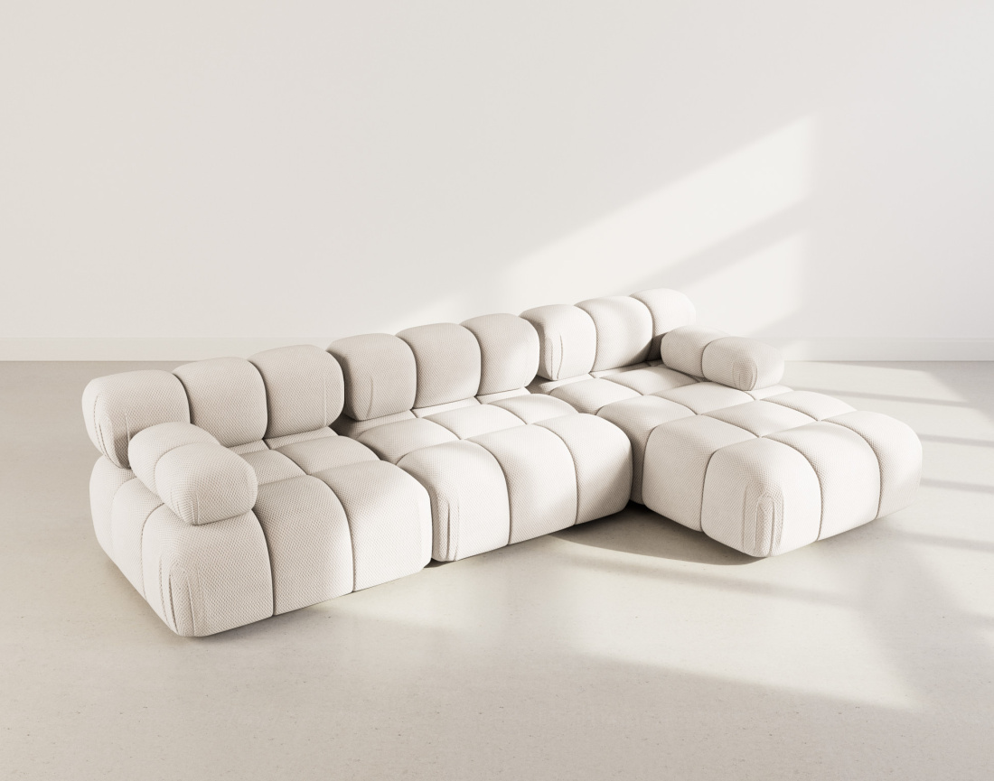 Canapé modulable d'angle droit 4 places en velours texturé Ruby