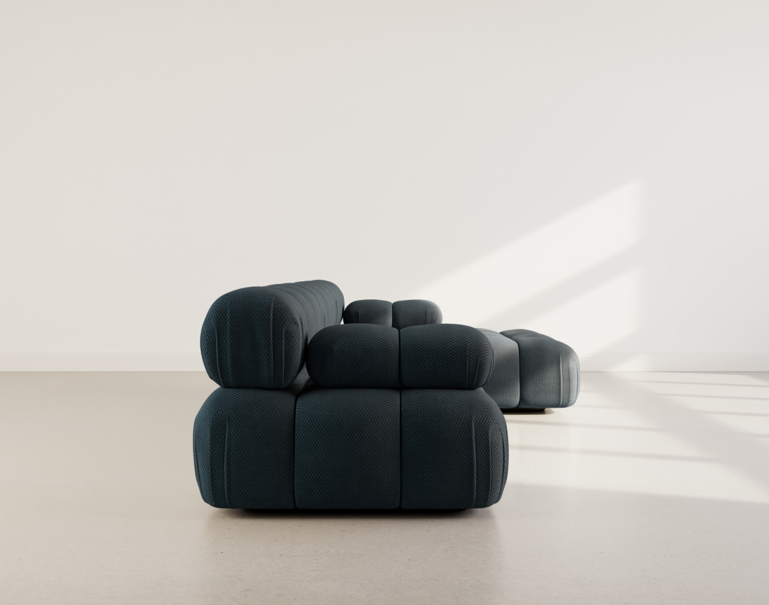 Canapé modulable d'angle droit 4 places en velours texturé Ruby