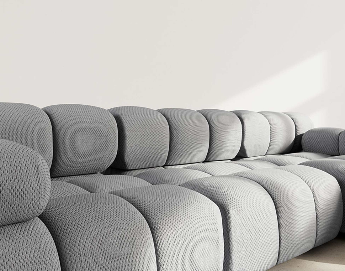 Canapé modulable d'angle droit 4 places en velours texturé Ruby