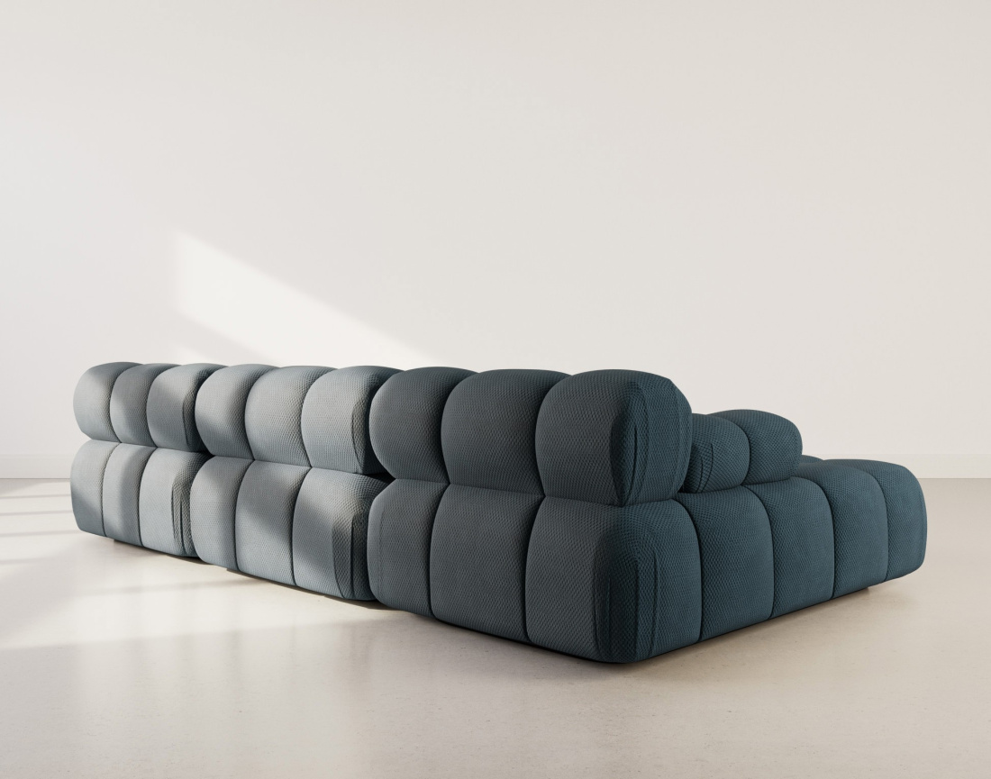 Canapé modulable d'angle gauche 4 places en velours texturé Ruby