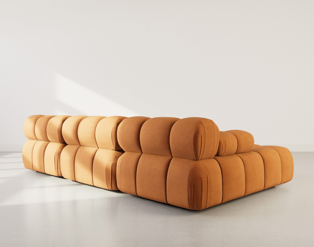 Canapé modulable d'angle gauche 4 places en velours texturé Ruby