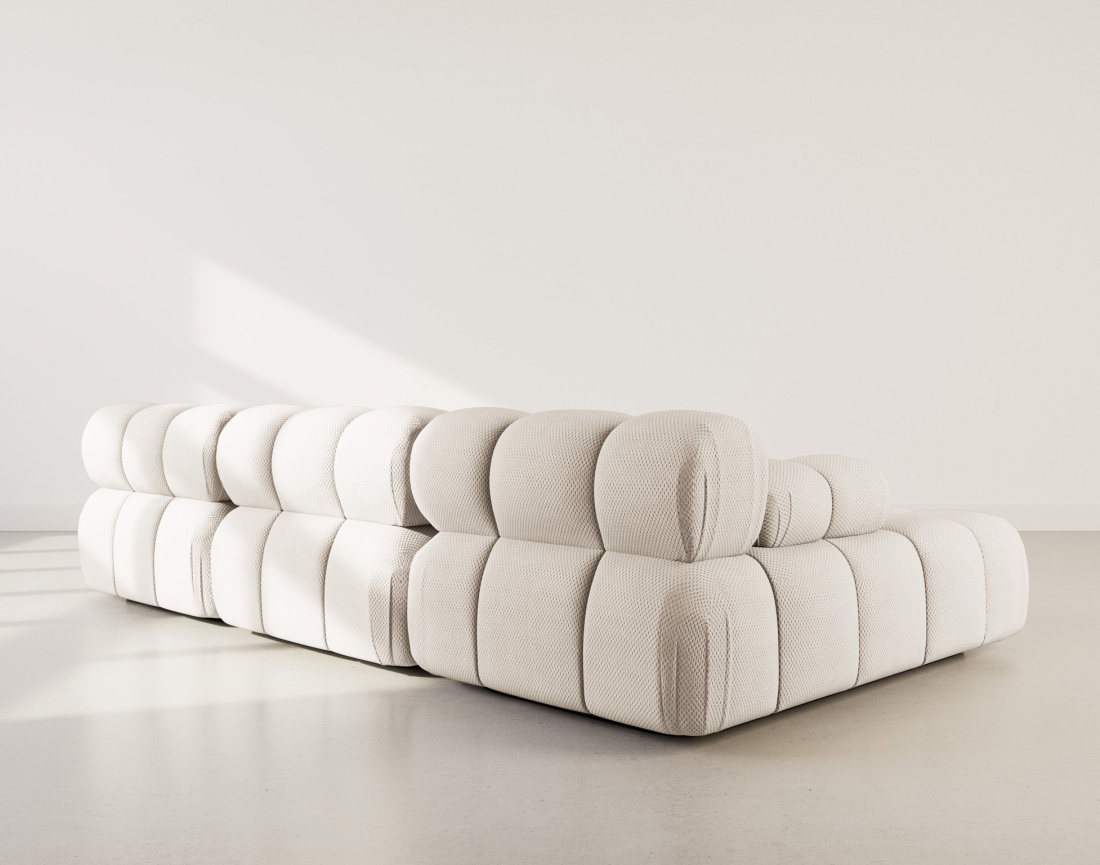 Canapé modulable d'angle gauche 4 places en velours texturé Ruby