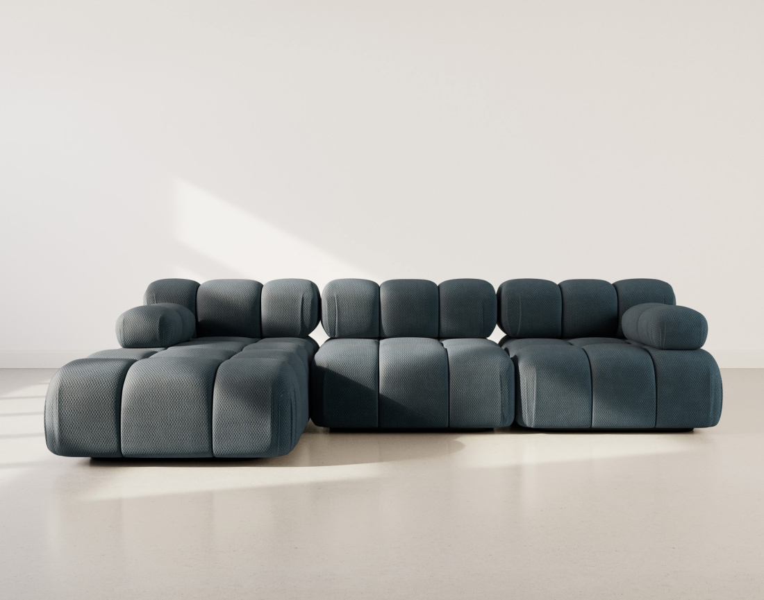 Canapé modulable d'angle gauche 4 places en velours texturé Ruby