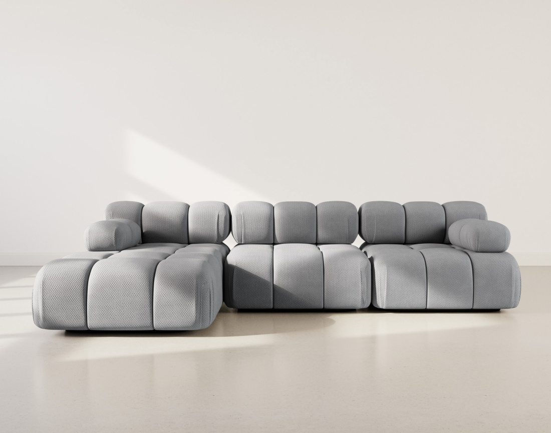 Canapé modulable d'angle gauche 4 places en velours texturé Ruby