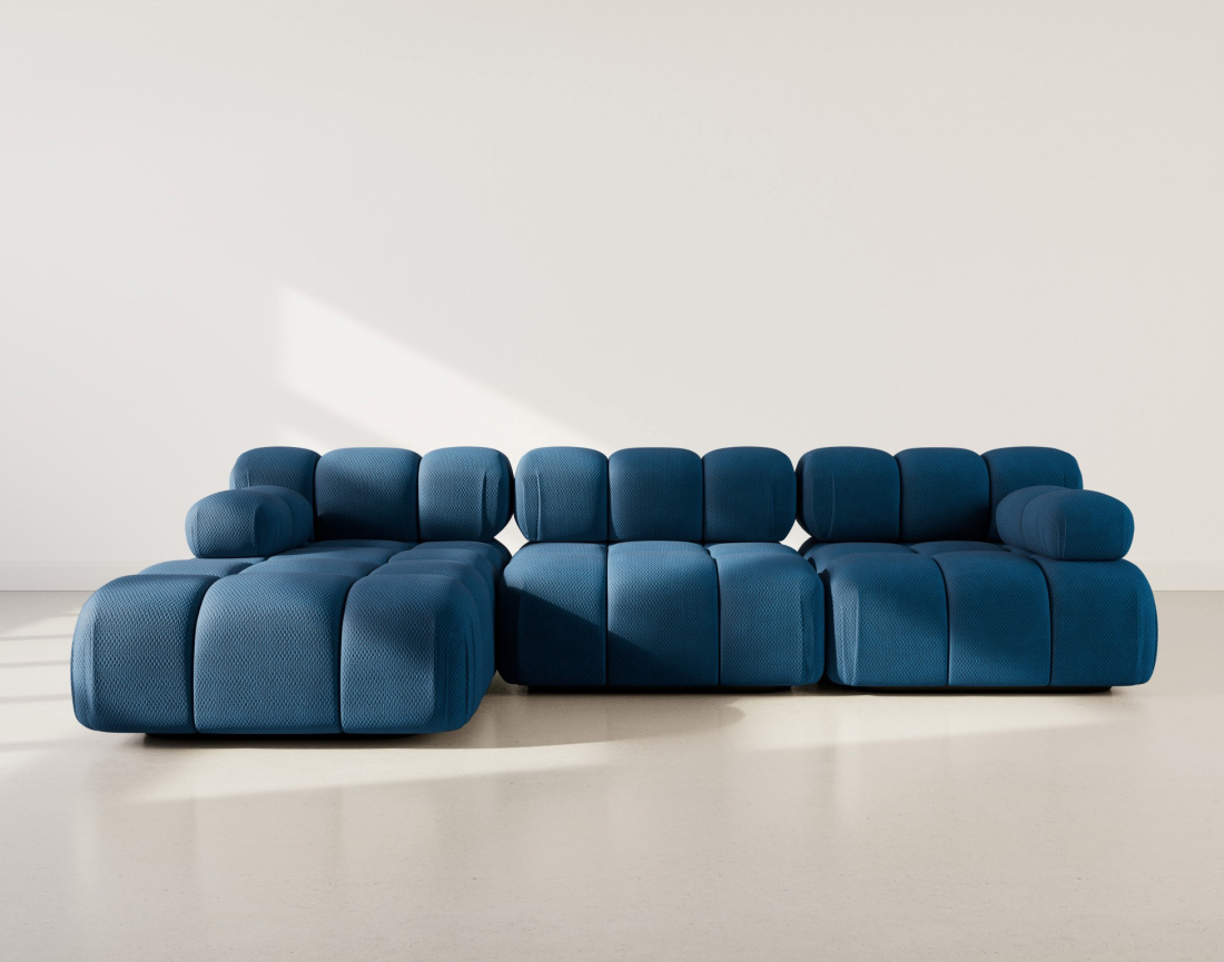 Canapé modulable d'angle gauche 4 places en velours texturé Ruby