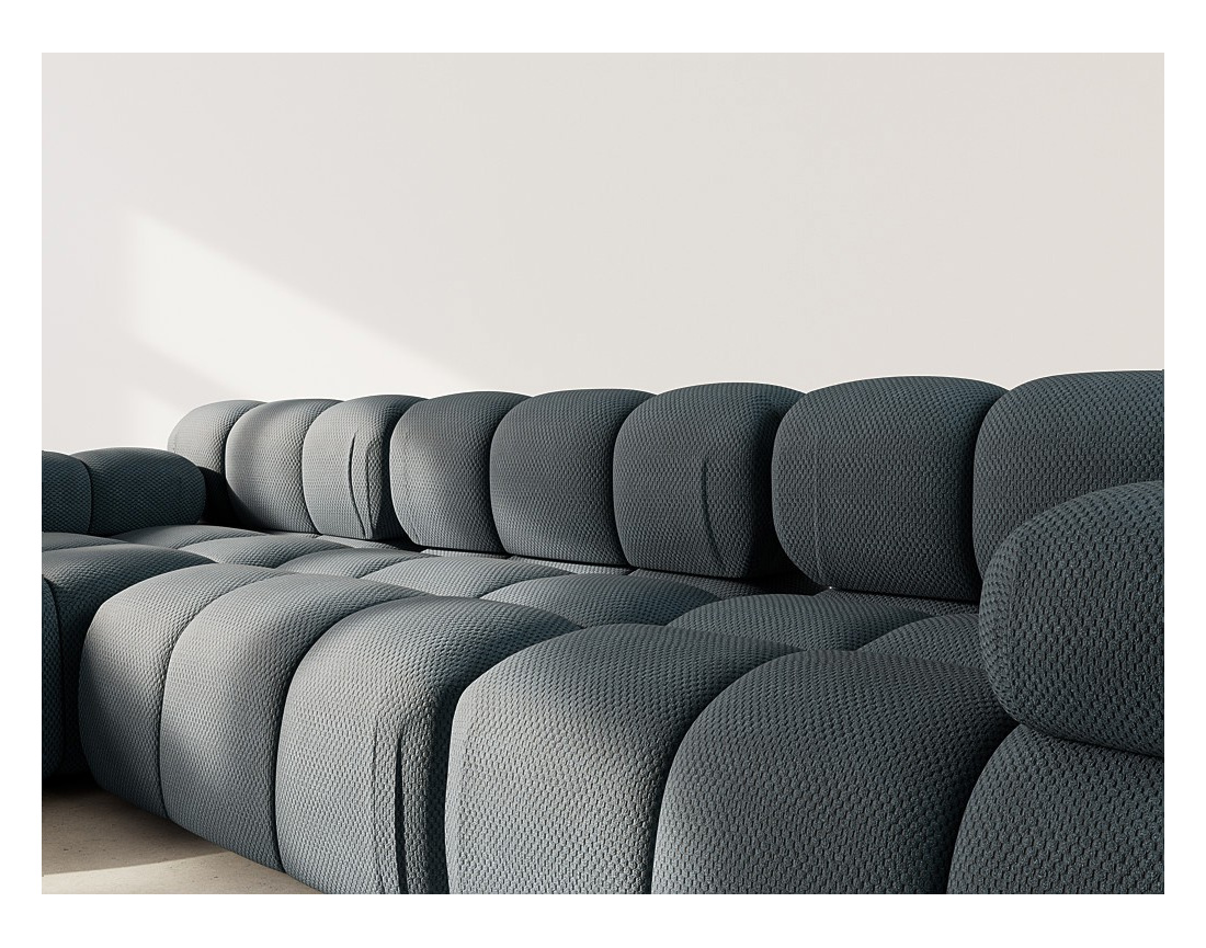 Canapé modulable d'angle gauche 4 places en velours texturé Ruby