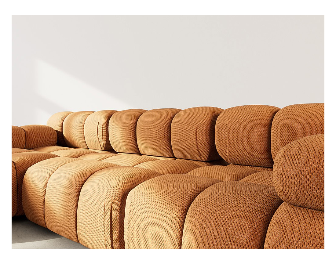 Canapé modulable d'angle gauche 4 places en velours texturé Ruby