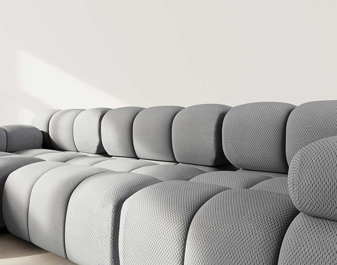 Canapé modulable d'angle gauche 4 places en velours texturé Ruby