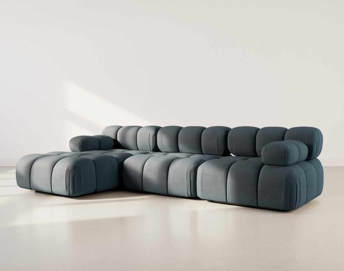 Canapé modulable d'angle gauche 4 places en velours texturé Ruby