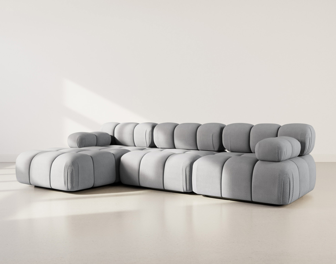 Canapé modulable d'angle gauche 4 places en velours texturé Ruby