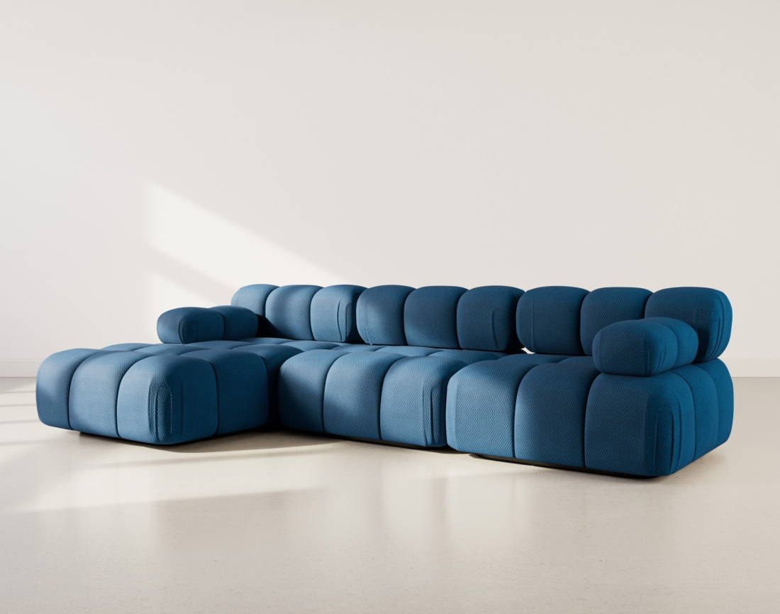 Canapé modulable d'angle gauche 4 places en velours texturé Ruby