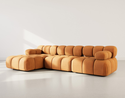 Canapé modulable d'angle gauche 4 places en velours texturé Ruby