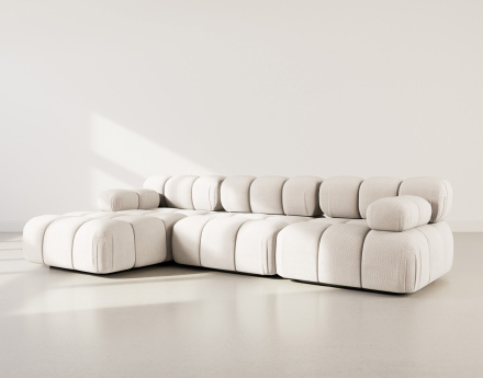 Canapé modulable d'angle gauche 4 places en velours texturé Ruby