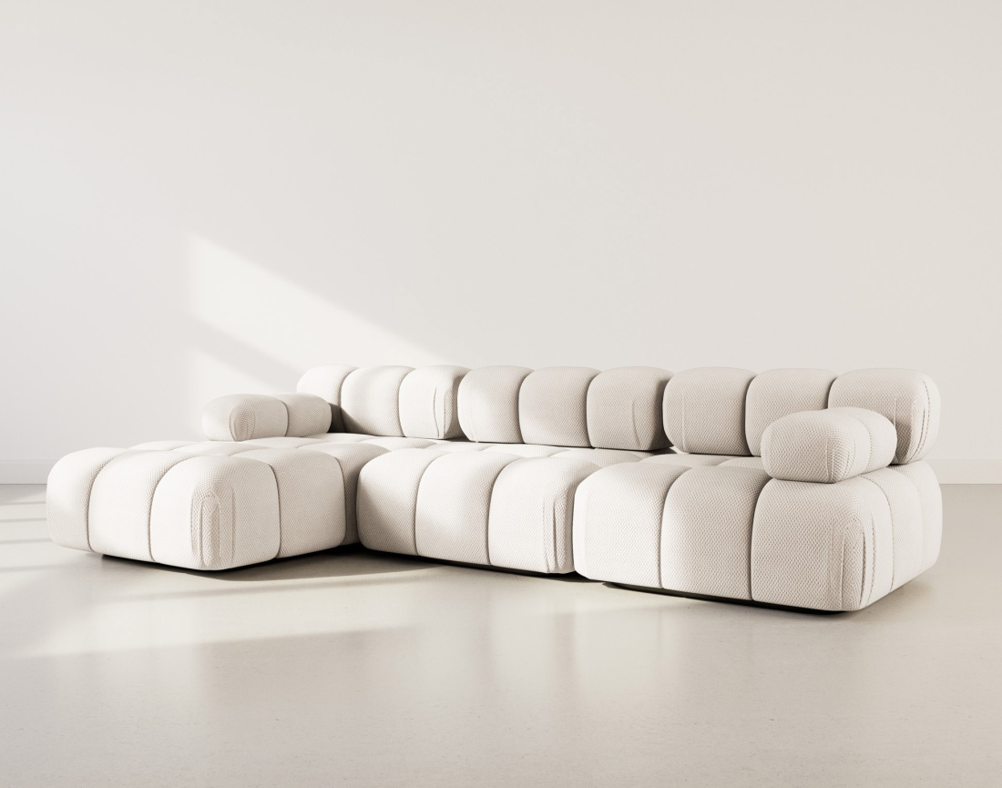 Canapé modulable d'angle gauche 4 places en velours texturé Ruby