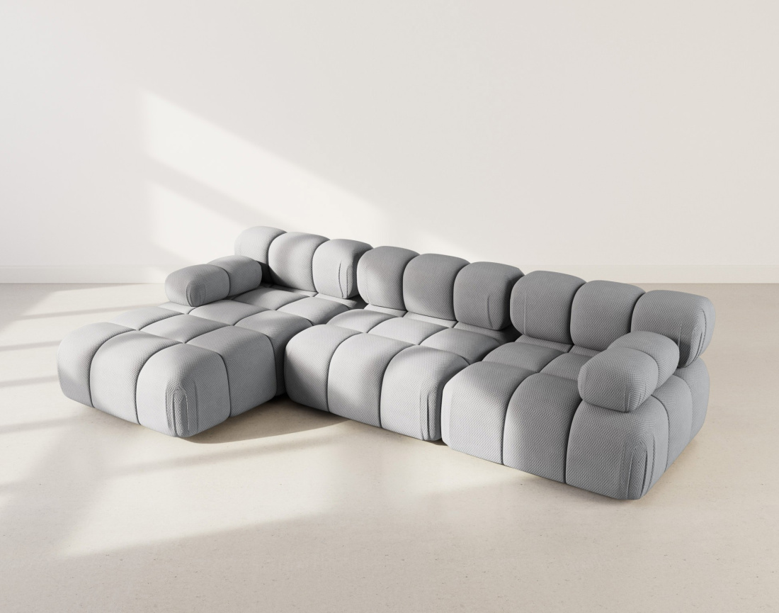 Canapé modulable d'angle gauche 4 places en velours texturé Ruby