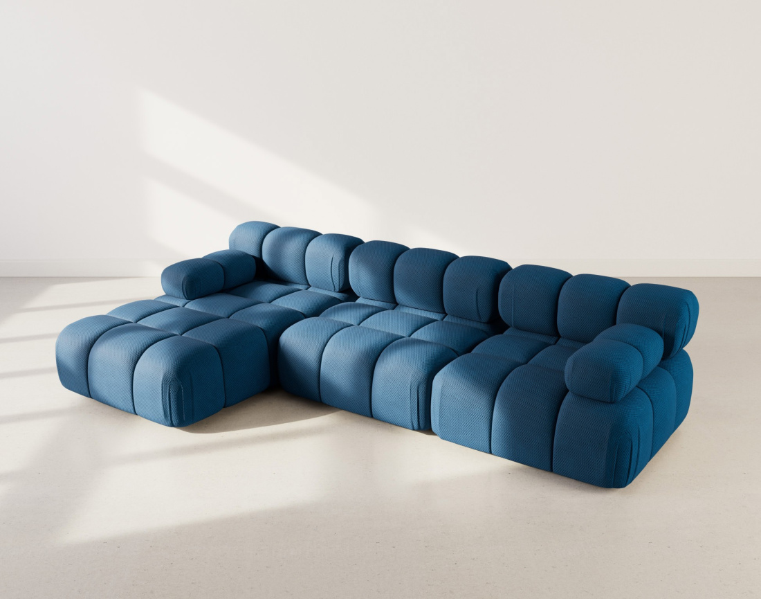 Canapé modulable d'angle gauche 4 places en velours texturé Ruby