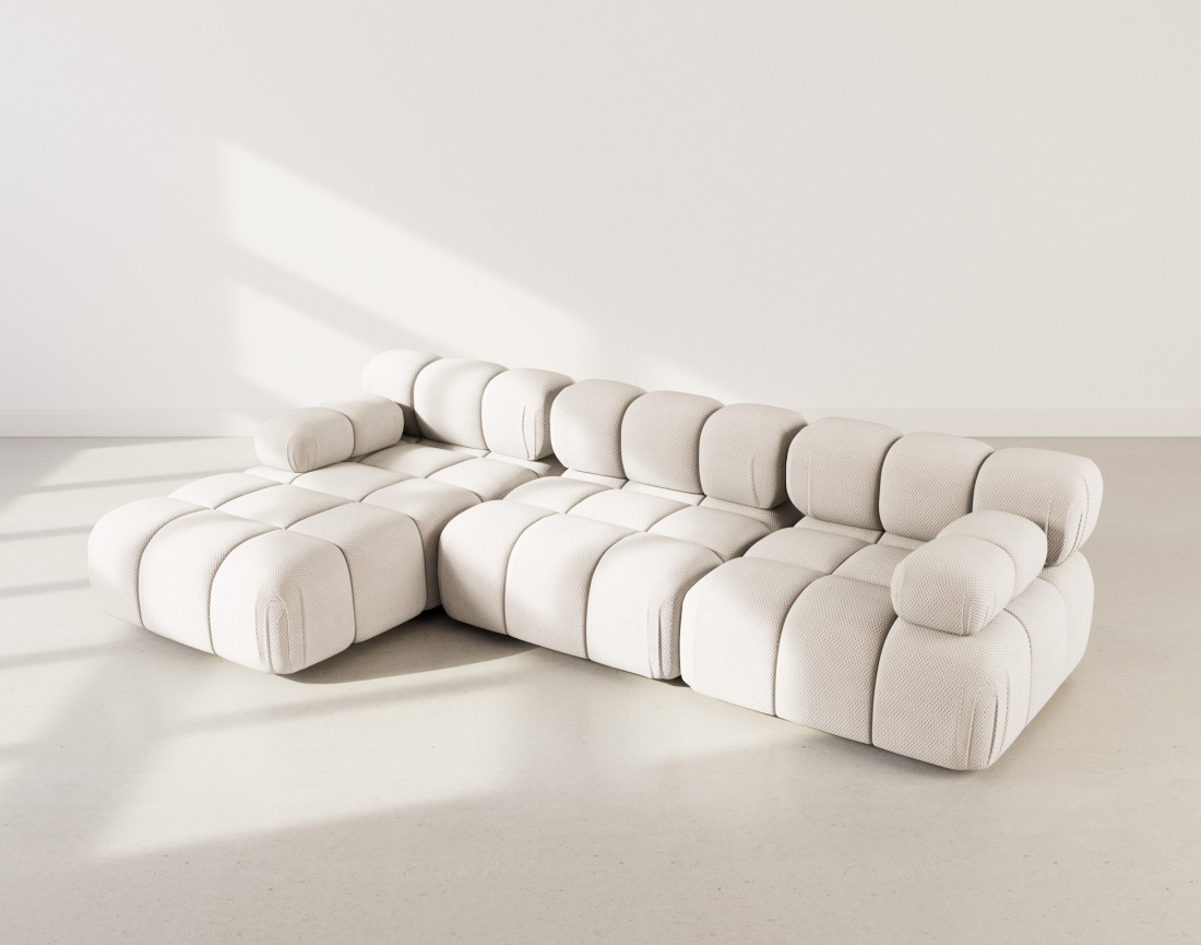 Canapé modulable d'angle gauche 4 places en velours texturé Ruby