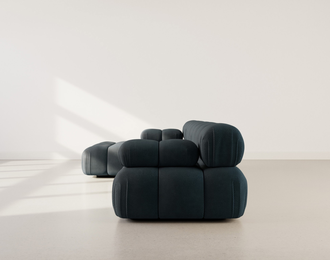 Canapé modulable d'angle gauche 4 places en velours texturé Ruby