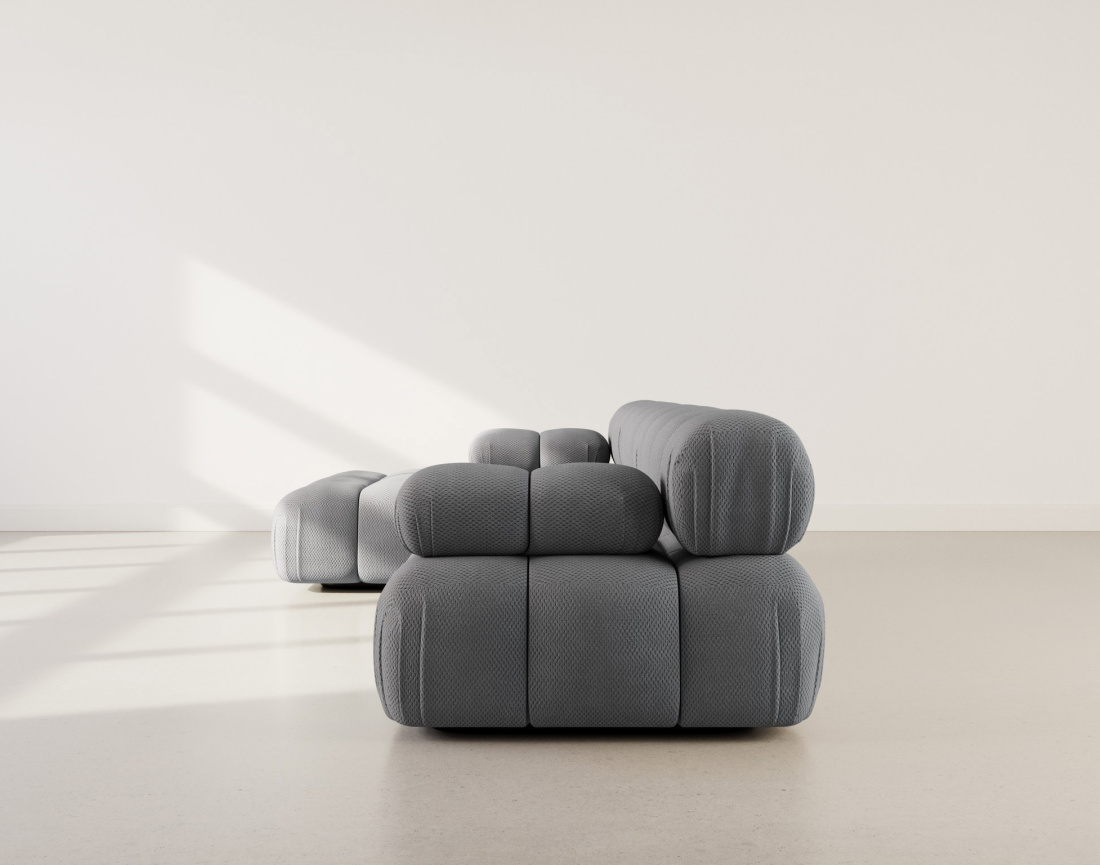 Canapé modulable d'angle gauche 4 places en velours texturé Ruby