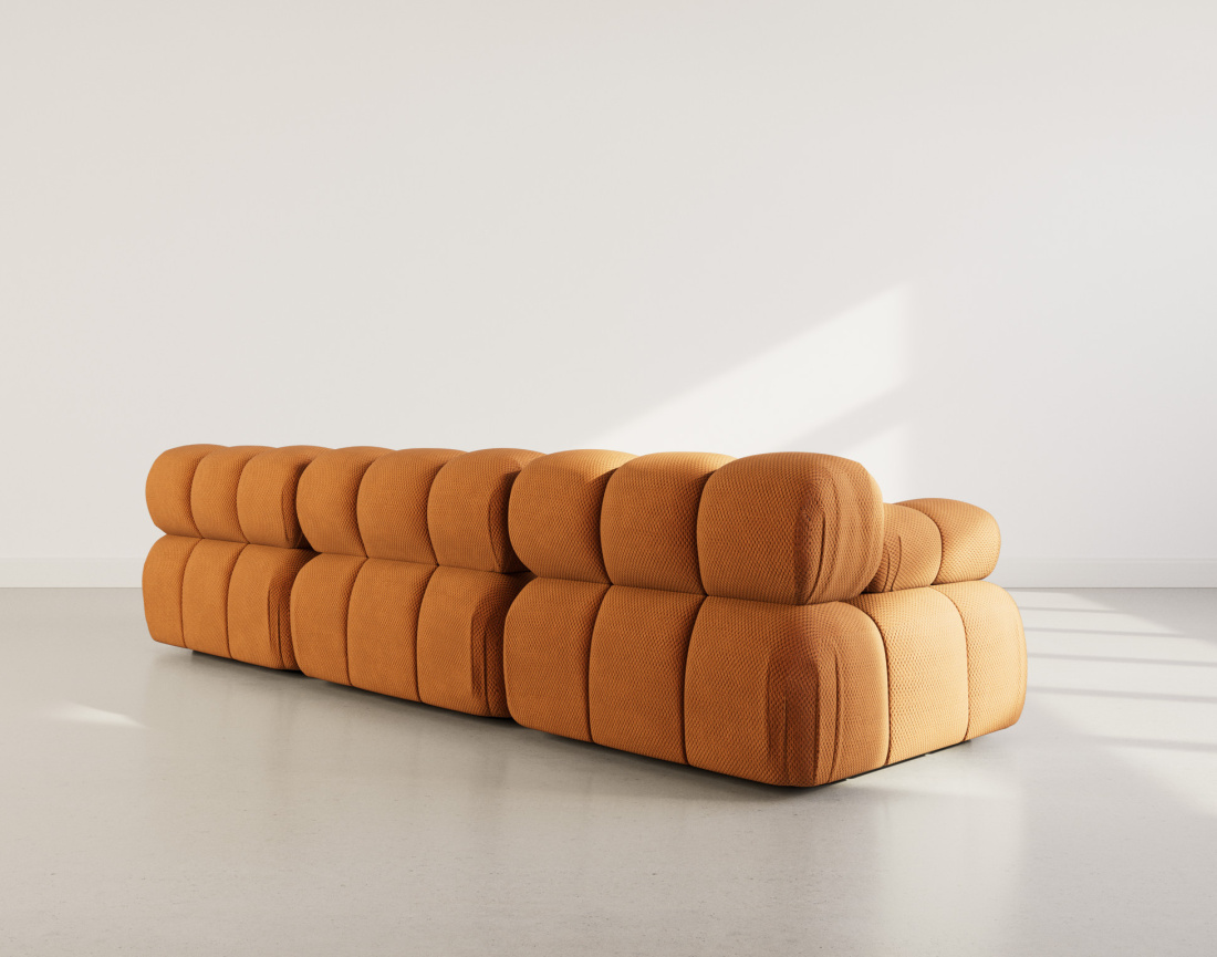 Canapé droit modulable 3 places en velours texturé Ruby