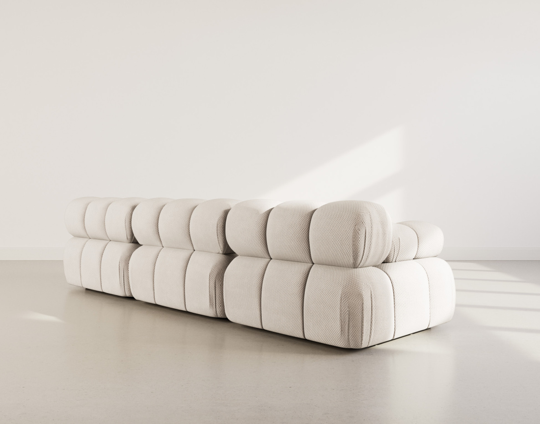 Canapé droit modulable 3 places en velours texturé Ruby