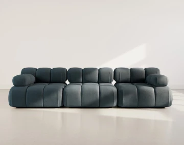 Canapé droit modulable 3 places en velours texturé Ruby