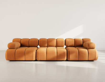 Canapé droit modulable 3 places en velours texturé Ruby