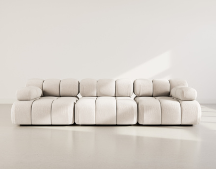 Canapé droit modulable 3 places en velours texturé Ruby