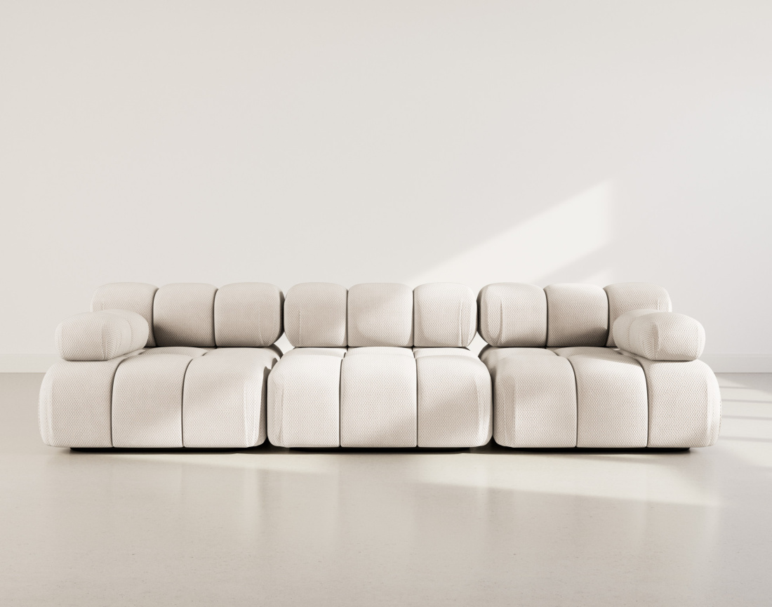 Canapé droit modulable 3 places en velours texturé Ruby