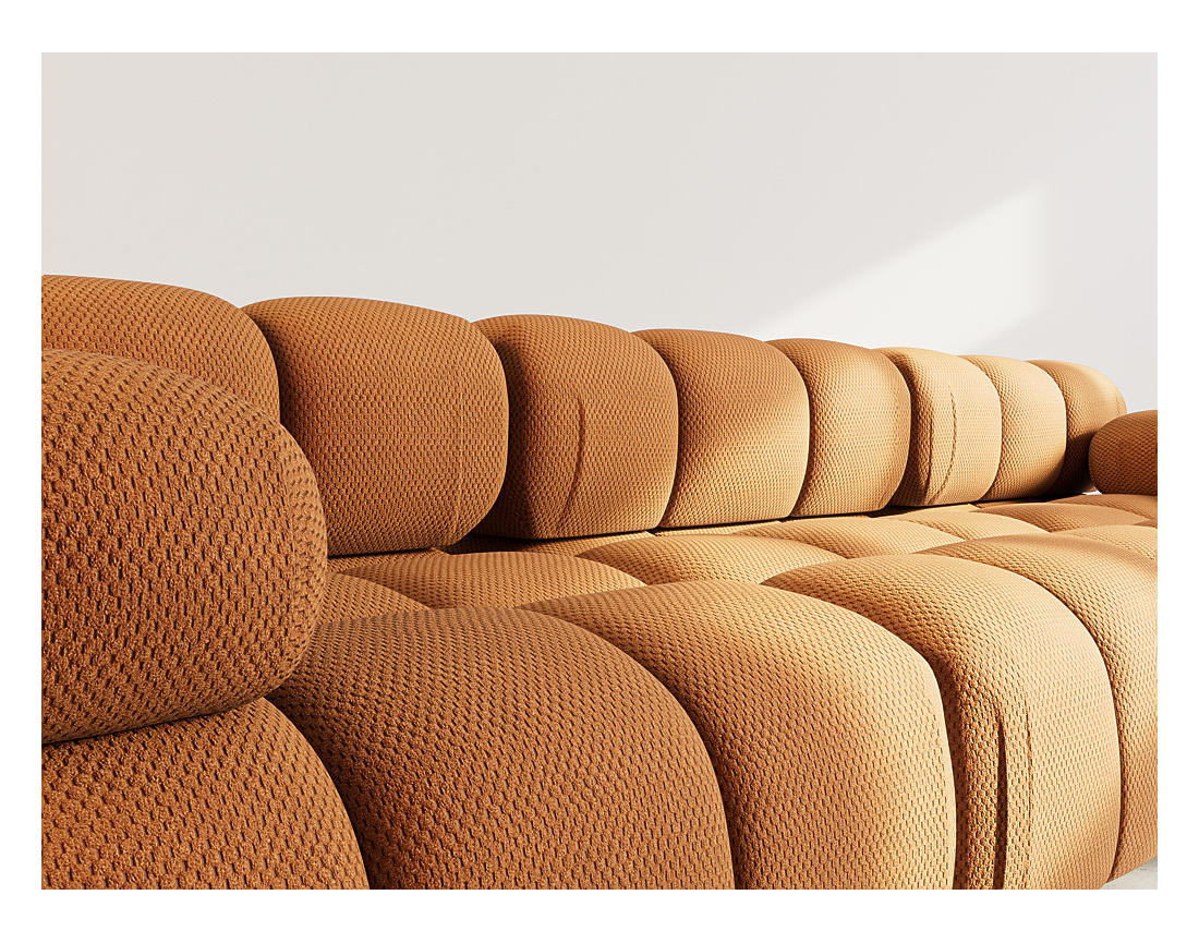 Canapé droit modulable 3 places en velours texturé Ruby