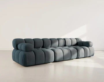 Canapé droit modulable 3 places en velours texturé Ruby