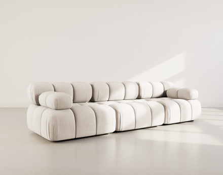 Canapé droit modulable 3 places en velours texturé Ruby