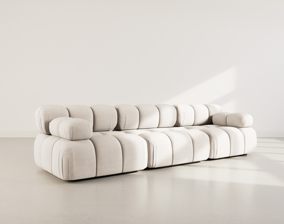 Canapé droit modulable 3 places en velours texturé Ruby