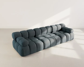 Canapé droit modulable 3 places en velours texturé Ruby