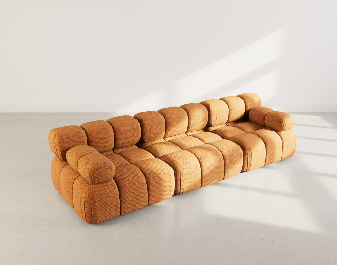 Canapé droit modulable 3 places en velours texturé Ruby