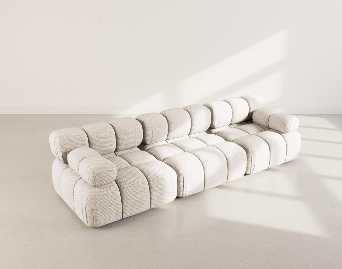 Canapé droit modulable 3 places en velours texturé Ruby