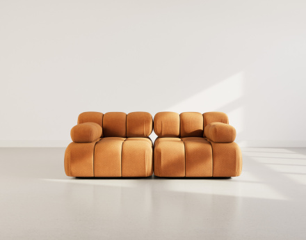 Canapé droit modulable 2 places en velours texturé Ruby