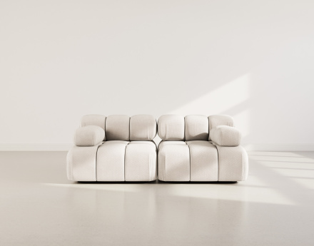 Canapé droit modulable 2 places en velours texturé Ruby