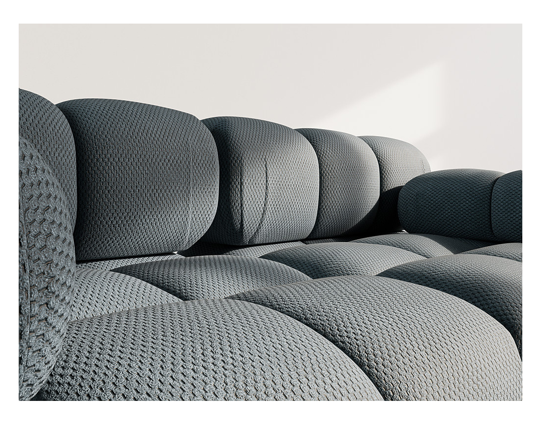 Canapé droit modulable 2 places en velours texturé Ruby