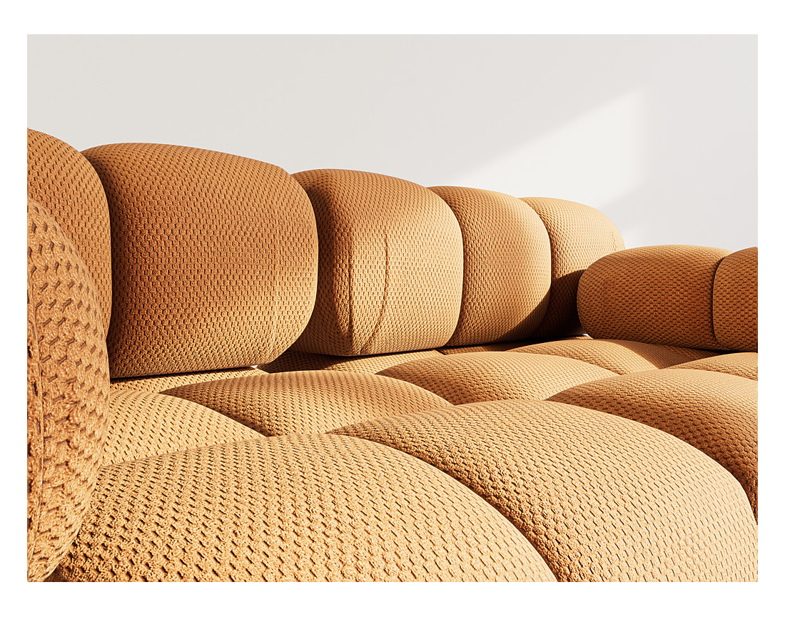 Canapé droit modulable 2 places en velours texturé Ruby