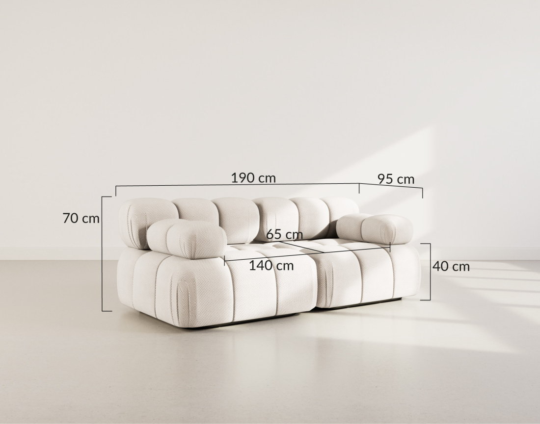 Canapé droit modulable 2 places en velours texturé Ruby