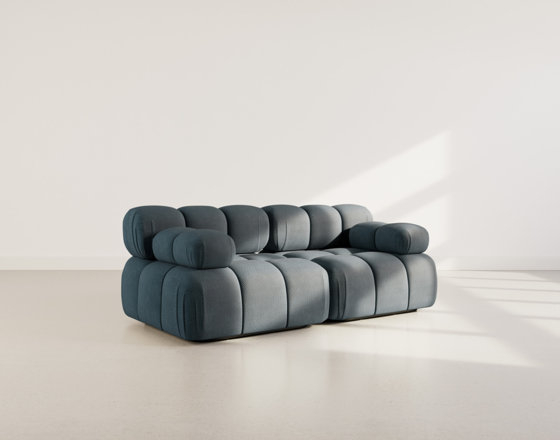 Canapé droit modulable 2 places en velours texturé Ruby